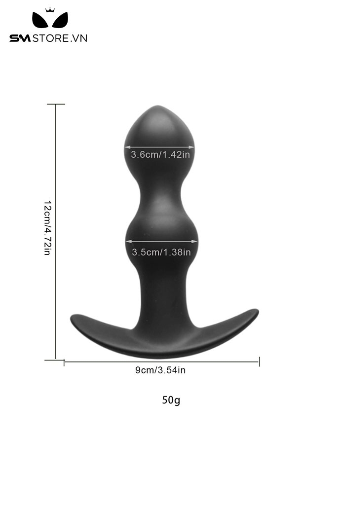 SMT4652 - Anal beads với chuỗi hạt tròn và đế cong silicon mềm dài 12cm