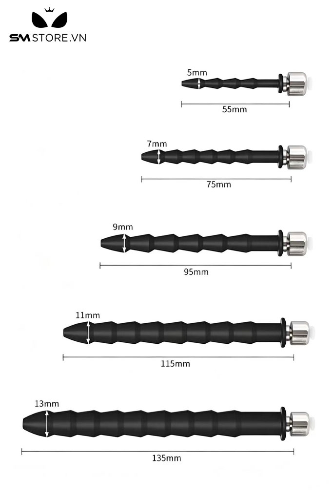 SMT4688 - Sounding silicon kích thích niệu đạo có nắp chặn inox rỗng giữa