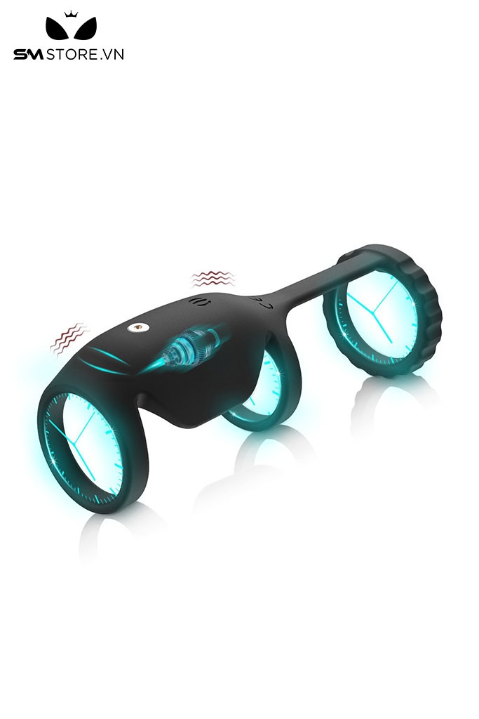 SMT4711 - Vòng đeo dương vật silicon kích thích 3 điểm tích hợp đèn led