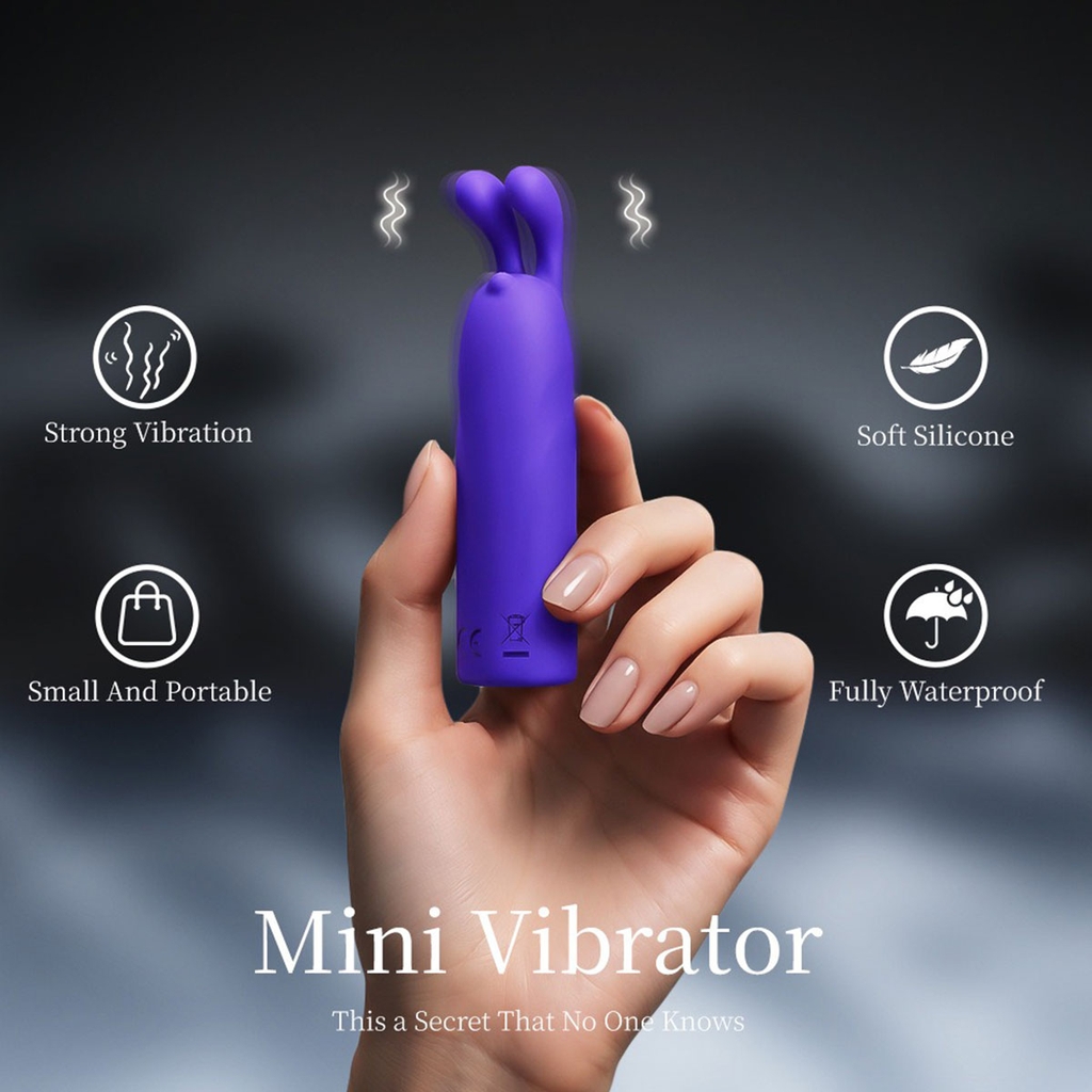 SMT4713 - Trứng rung mini hình tai thỏ dài 88mm có 10 chế độ và sạc điện
