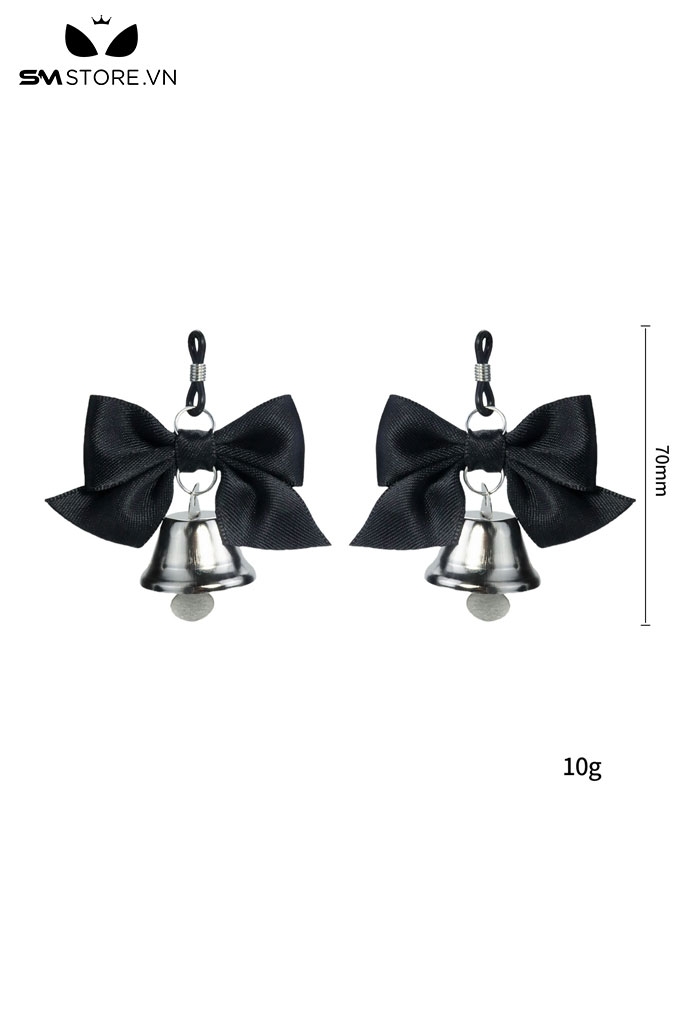 SMT4731 - Kẹp ti nipple play gắn nơ và đính chuông dài 70mm