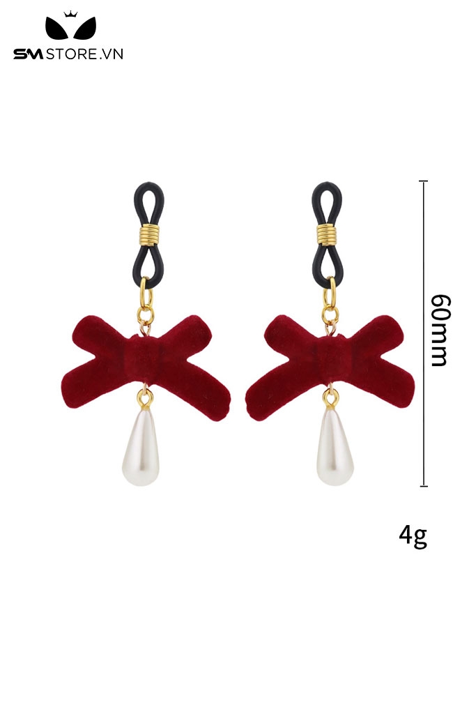 SMT4736 - Nipple play kẹp vú gắn nơ nhung mix hình giọt nước dài 6cm