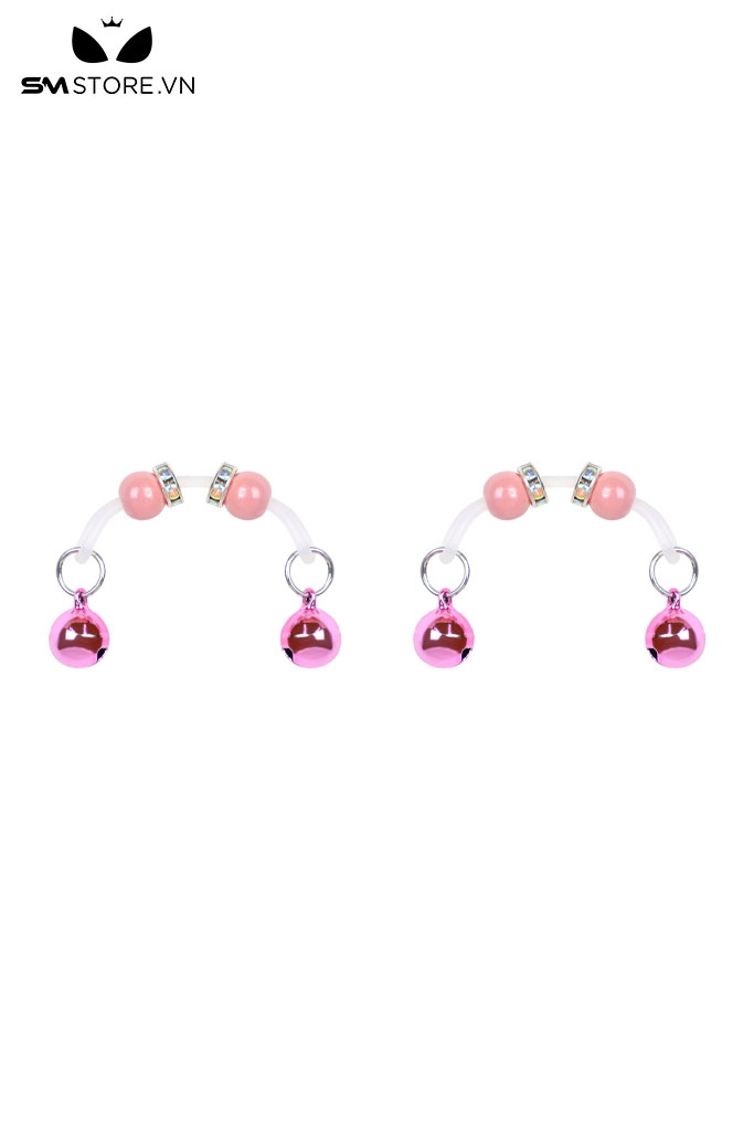 SMT4748 - Kẹp ti play nipple 2 đầu với dây silicon đàn hồi mix chuông