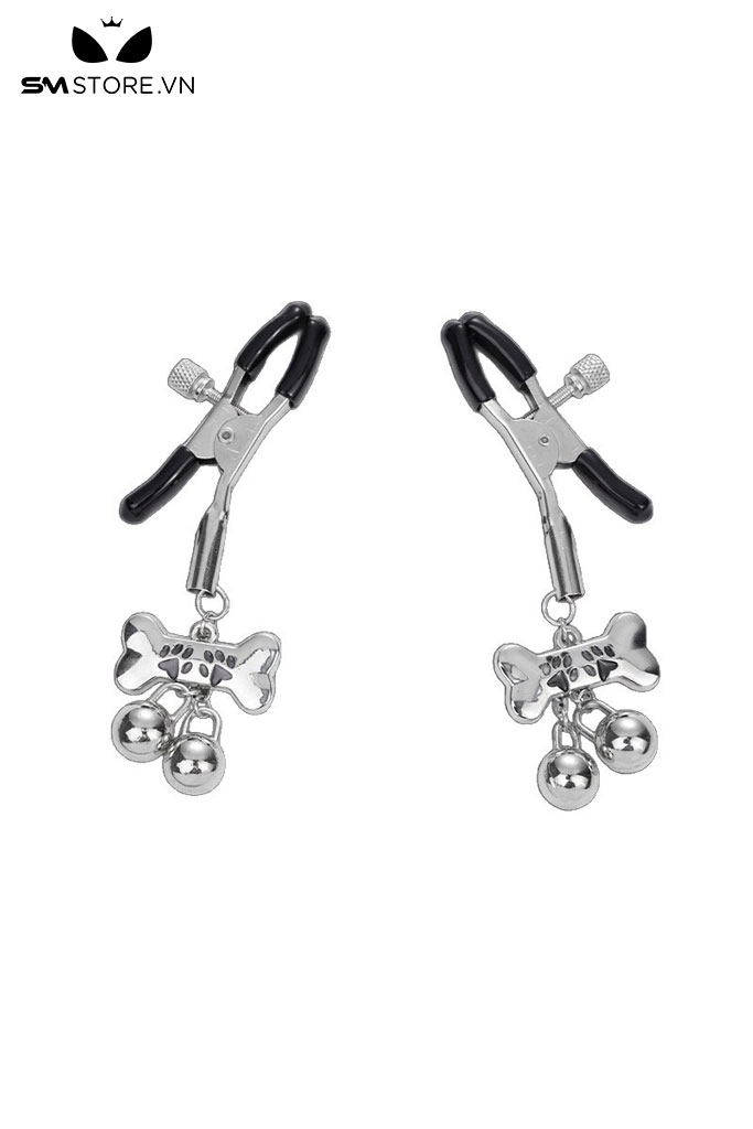 SMT4766 - Kẹp núm vú hình xương chó có nấc chỉnh và 2 chuông
