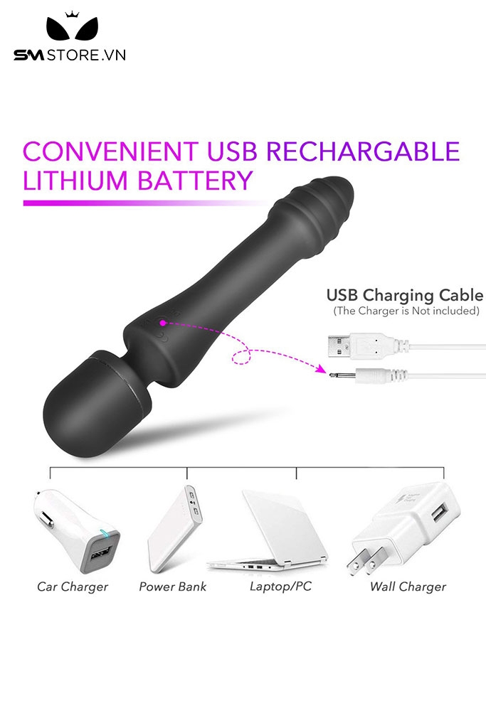 SMT4475 - Chày rung tình yêu silicon và sưởi ấm với đường vân ngang