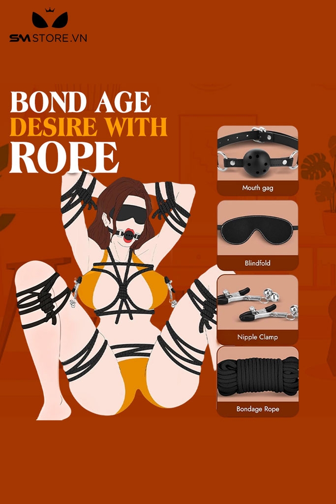 SMT4839 - Bộ đồ chơi SM 11 món da PU gồm còng Tay, Roi, bịt Mắt & dây trói