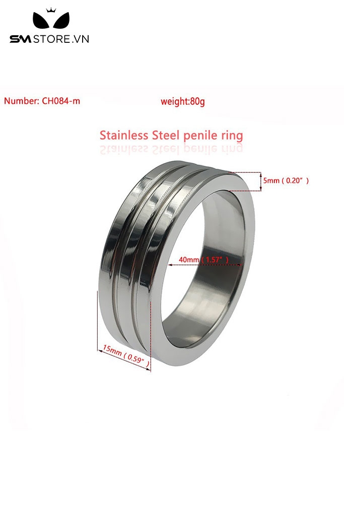 SMT4872 - Vòng đeo dương vật inox không gỉ với rãnh kép và 4 size