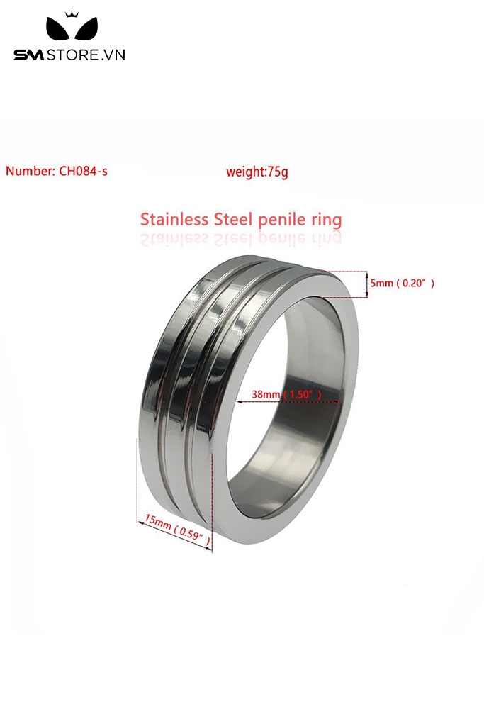 SMT4872 - Vòng đeo dương vật inox không gỉ với rãnh kép và 4 size