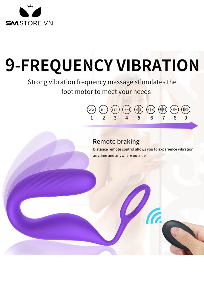 SMT4886 - Máy rung hậu môn 2 đầu có vòng đeo dương vật điều khiển APP