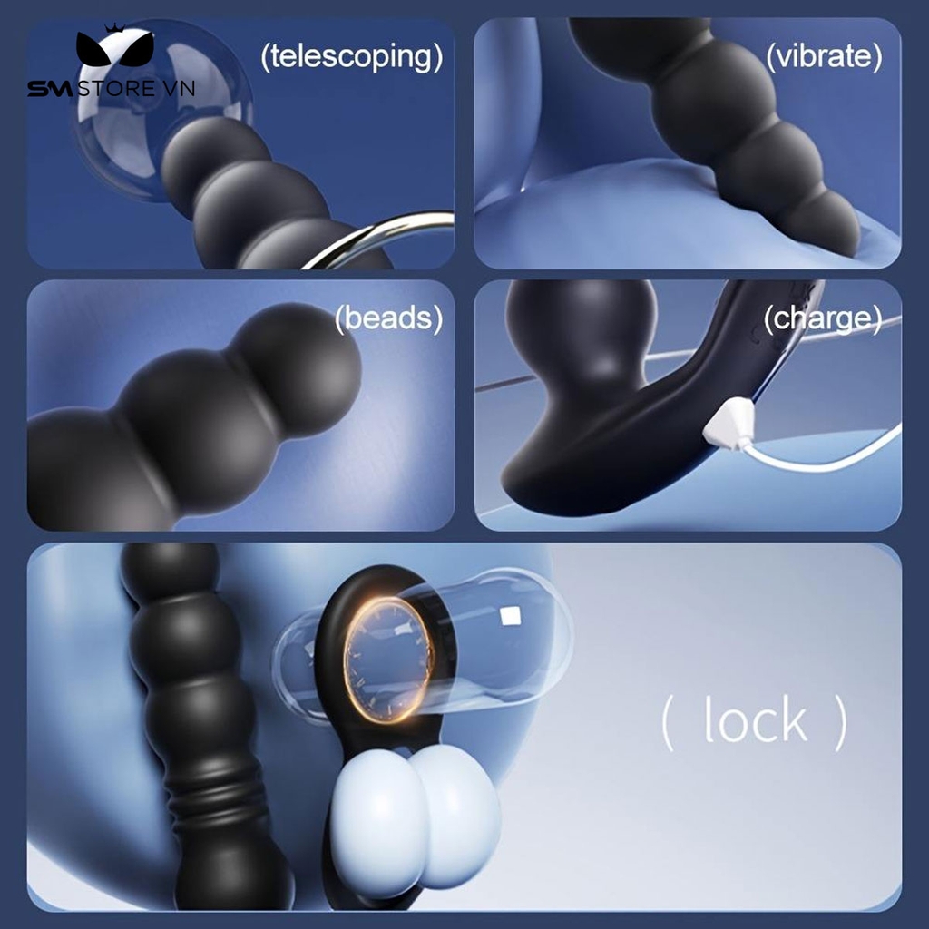 SMT4892 - Máy rung hậu môn với anal beads mix vòng đeo cu
