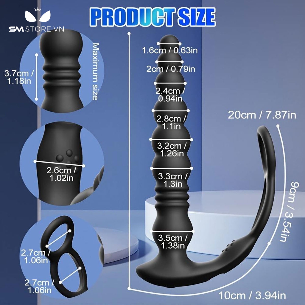 SMT4892 - Máy rung hậu môn với anal beads mix vòng đeo cu