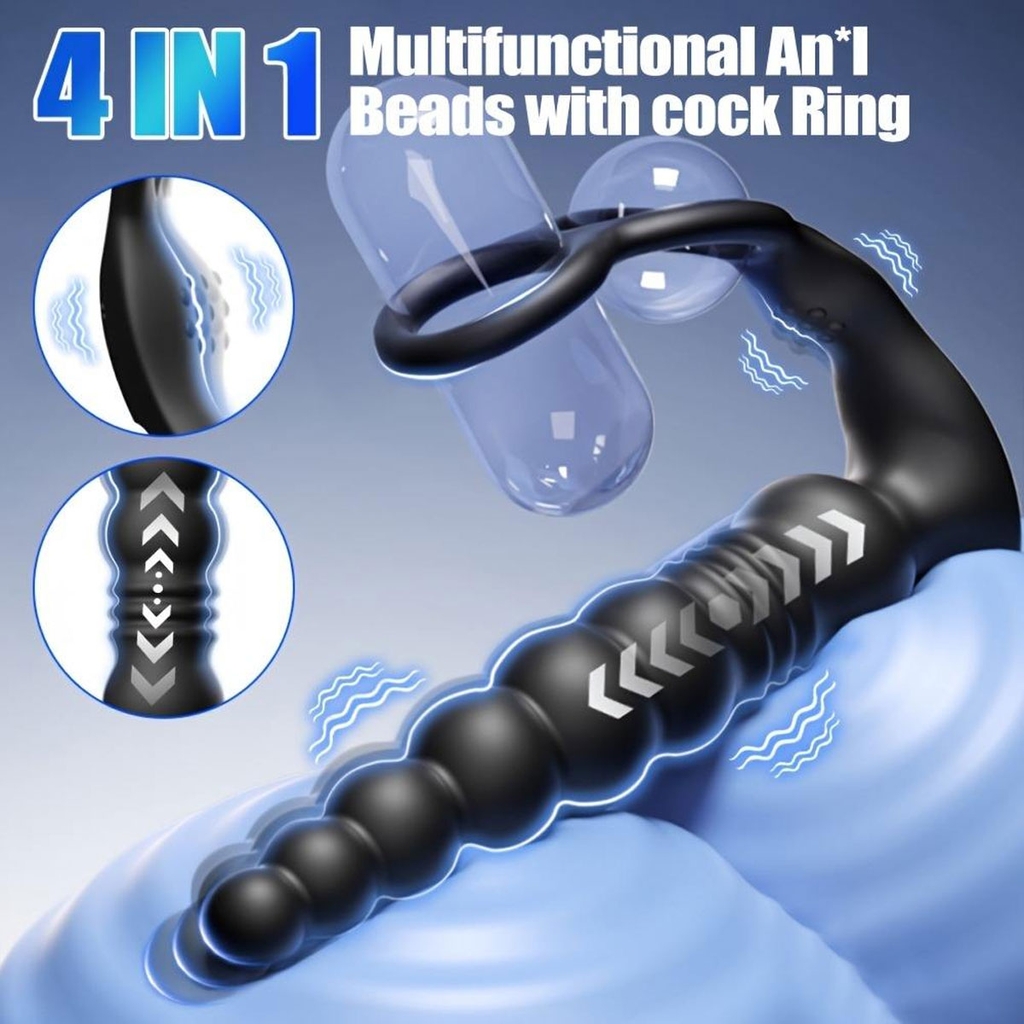 SMT4892 - Máy rung hậu môn với anal beads mix vòng đeo cu