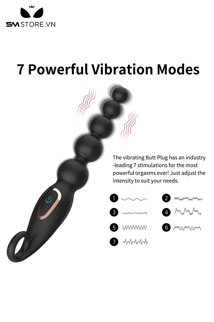 SMT4893 - Anal beads máy rung hậu môn silicon có 7 tần số và sạc điện