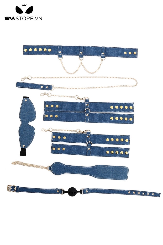 SMT4954 - Bộ 6 món cố định tư thế BDSM bằng vải da bò đính đinh tán