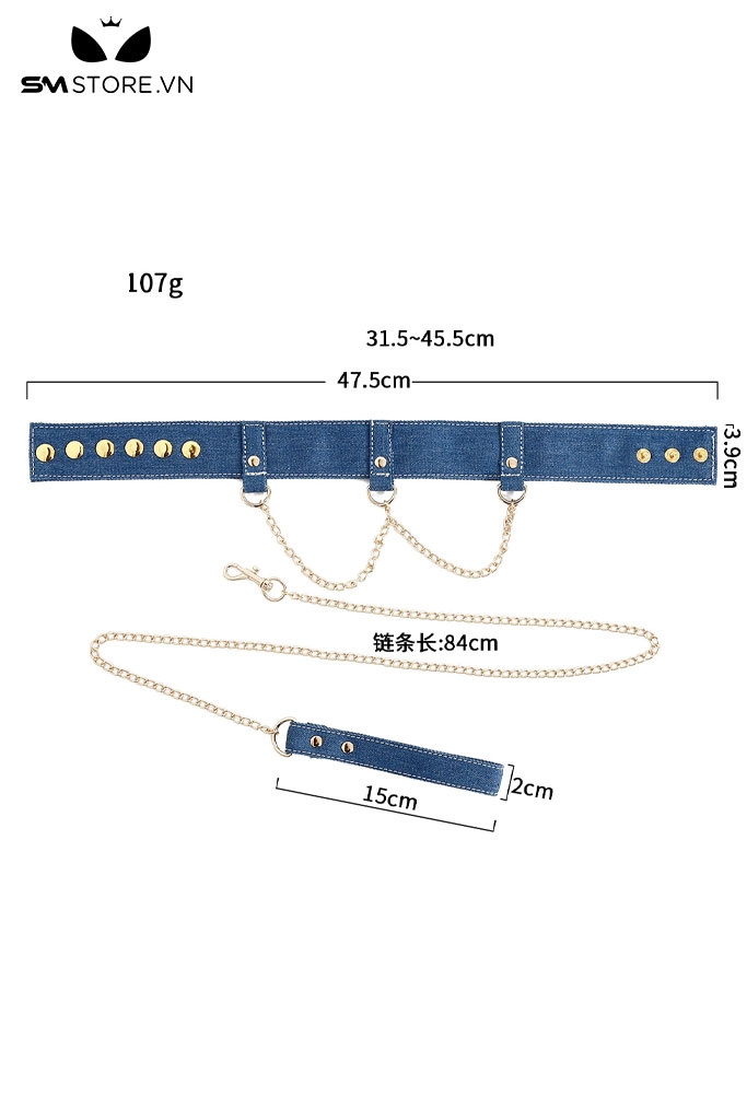SMT4954 - Bộ 6 món cố định tư thế BDSM bằng vải da bò đính đinh tán