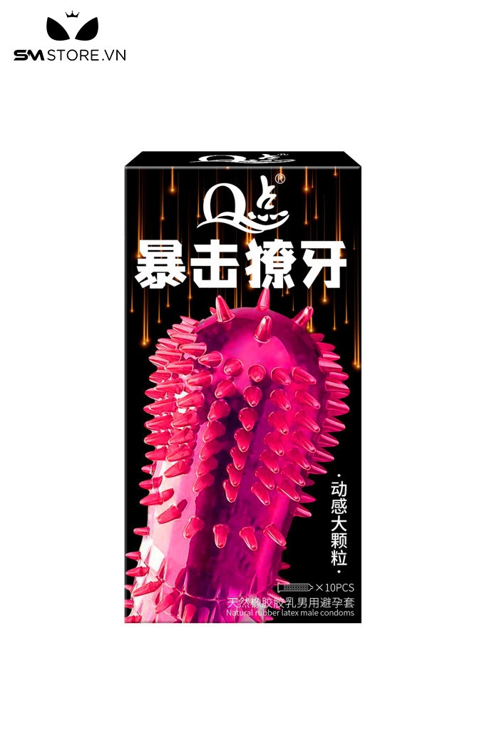 SMT4980 - Bao cao su với răng nanh hạt gai lớn kích thích hộp 10 cái