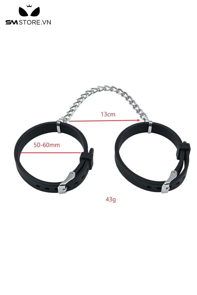 SMT4995 - Còng tay tình yêu silicon co giãn liên kết bằng xích và khóa kim loại