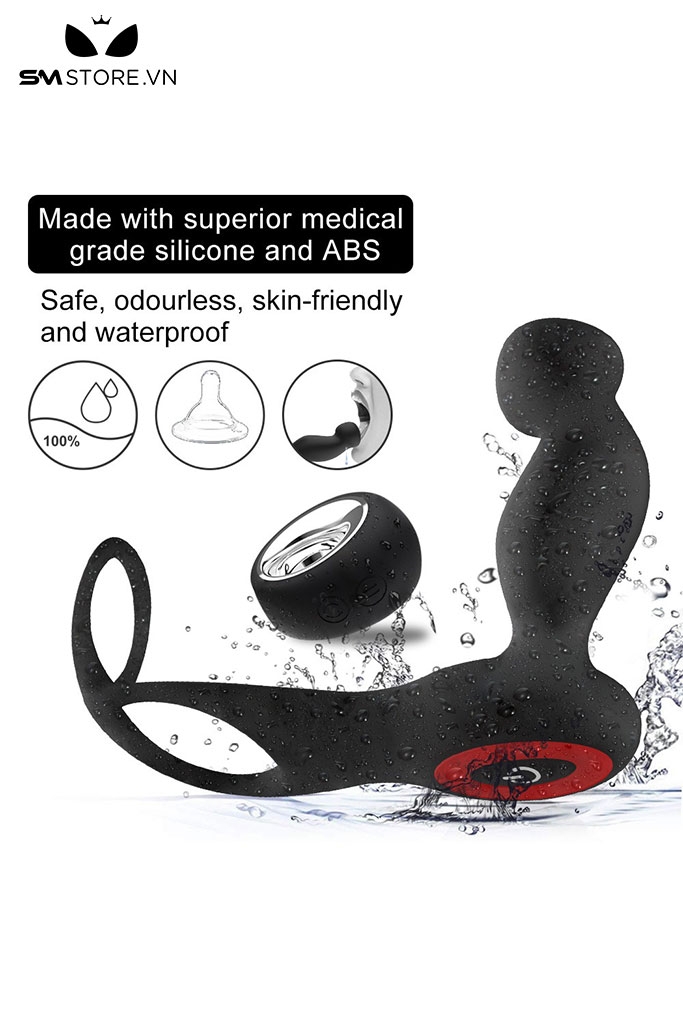 SMT5026 - Vòng rung dương vật mix butt plug điều khiển từ xa và sạc điện