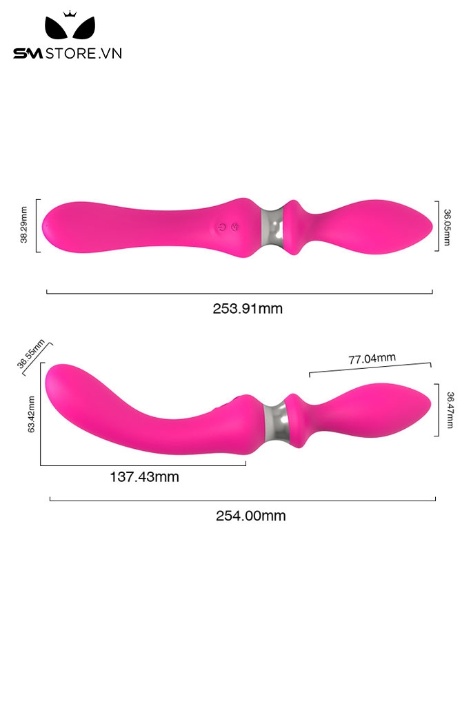 SMT5035 - Máy rung 2 đầu với butt plug dài 254mm có 10 tần số