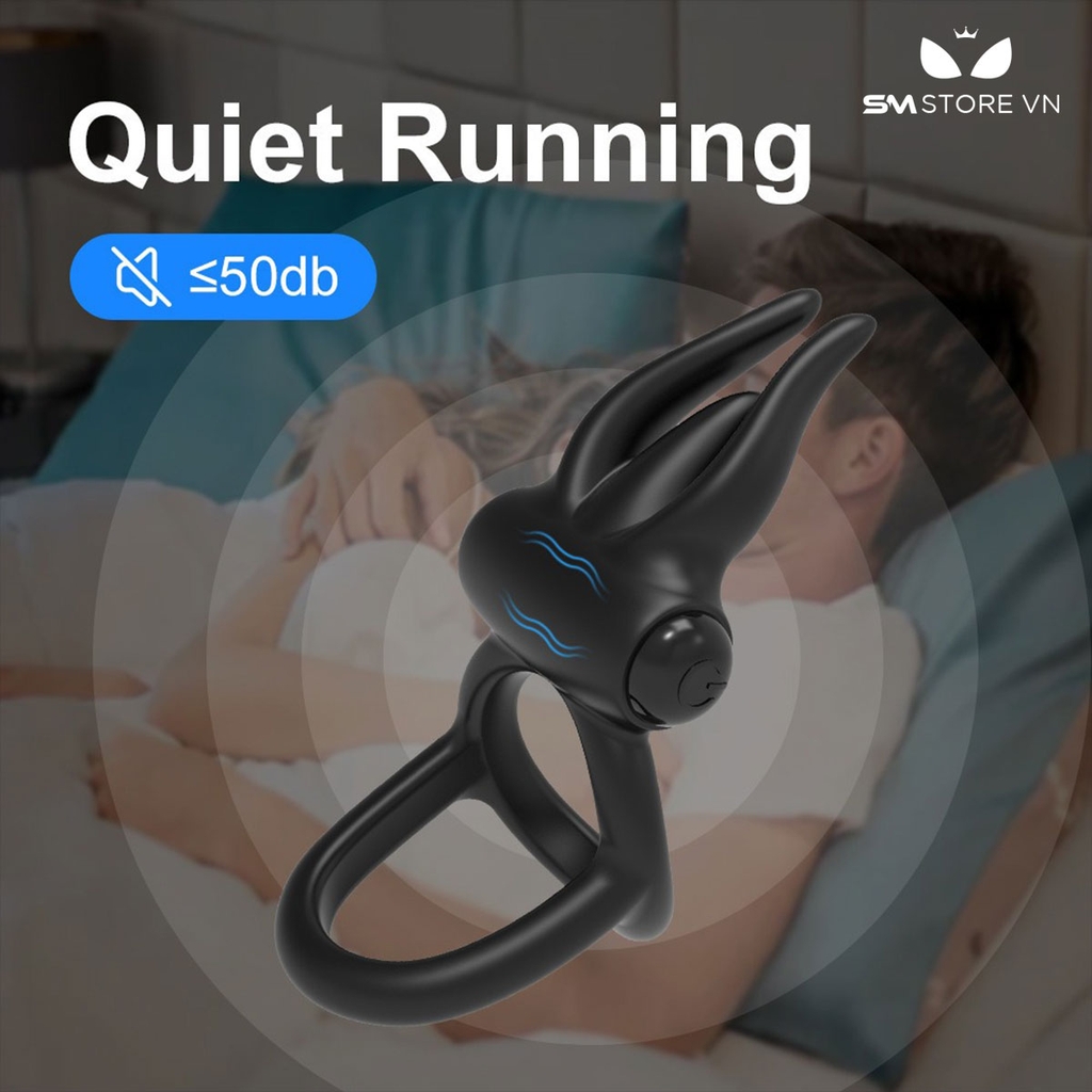 SMT5041 - Vòng đeo gốc dương vật rung tai trâu sạc điện dài 92mm