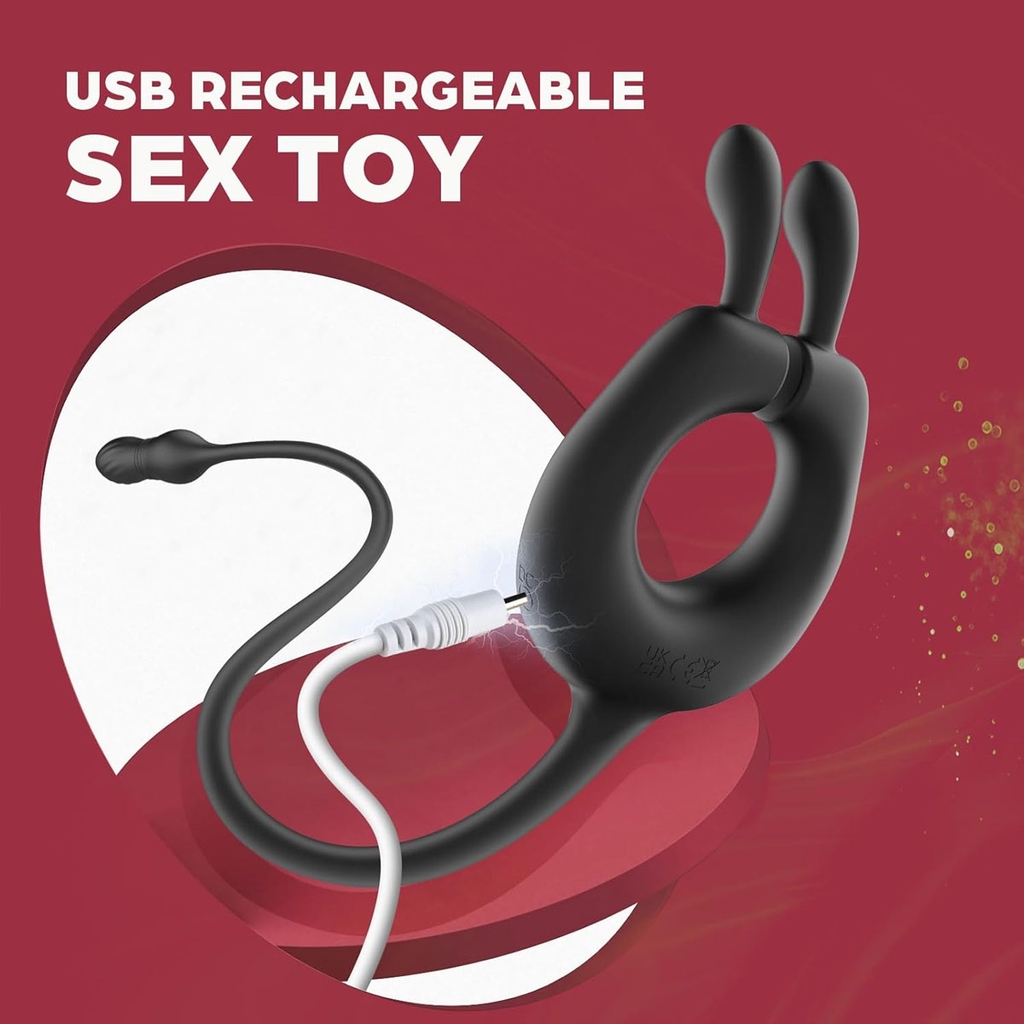 SMT5049 - Vòng đeo dương vật tai thỏ mix butt plug mix sưởi ấm