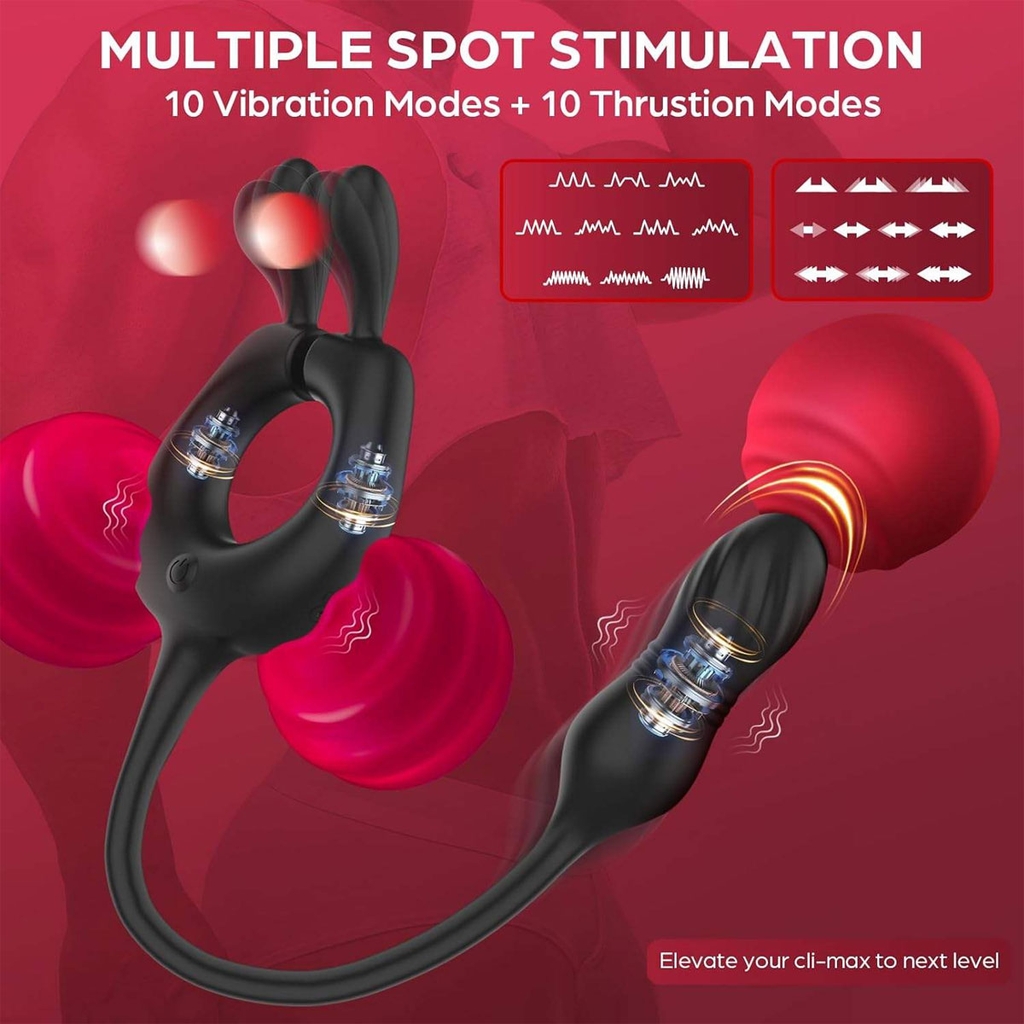SMT5049 - Vòng đeo dương vật tai thỏ mix butt plug mix sưởi ấm