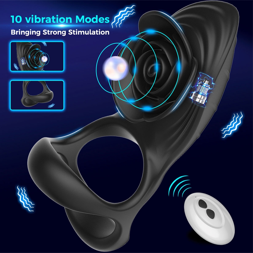 SMT5056 - Vòng đeo gốc dương vật mix hoa hồng điều khiển từ xa