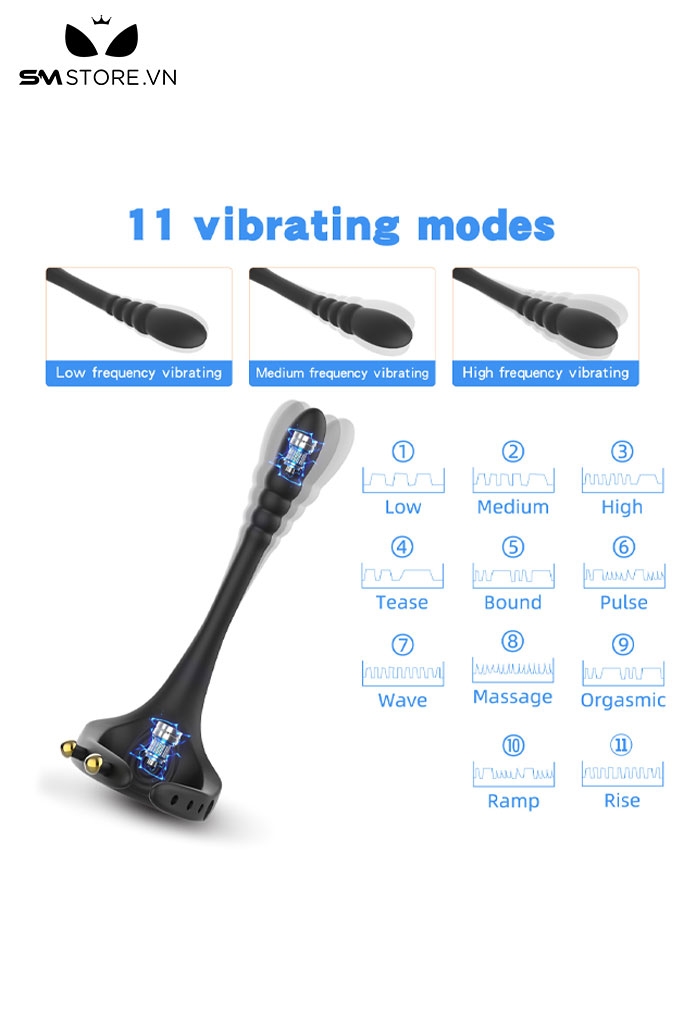 SMT5061 - Vòng rung dương vật có nhánh cong hậu môn kích thích điểm G