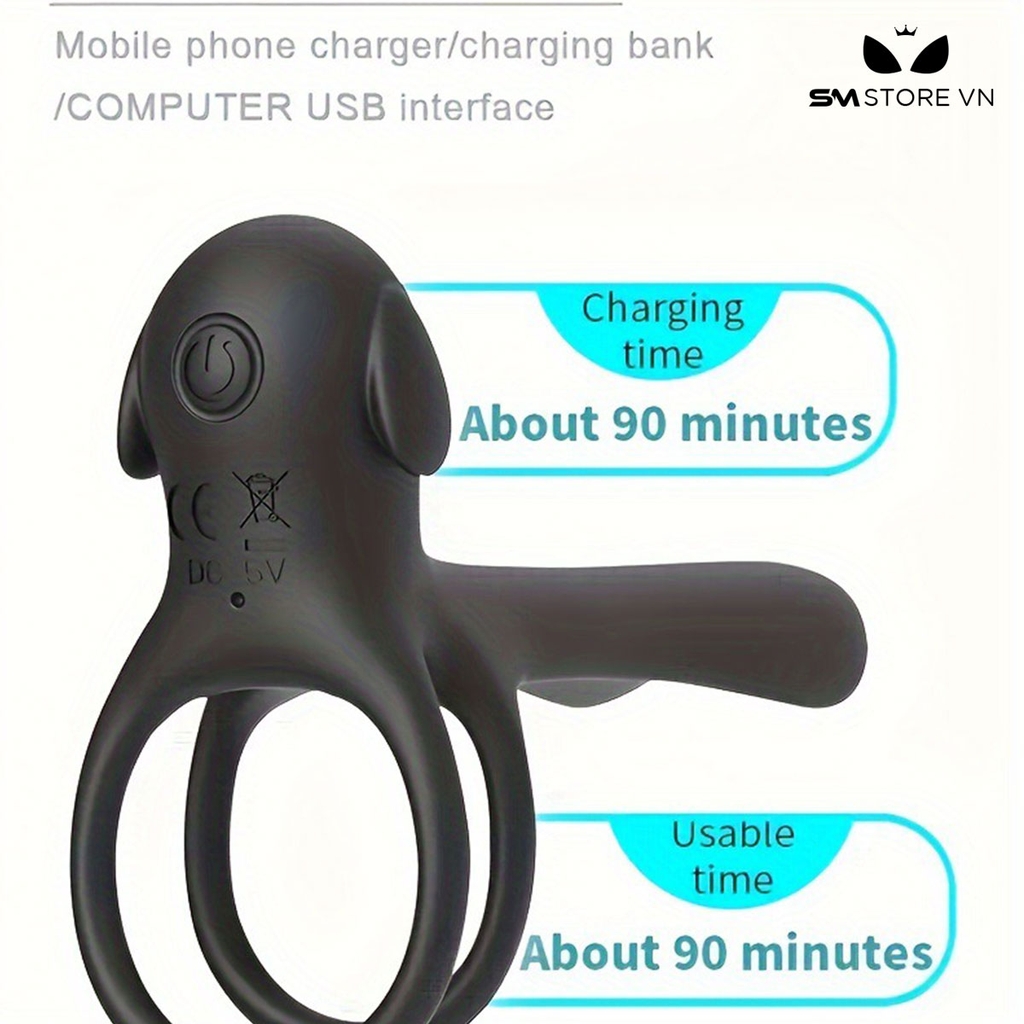 SMT5069 - Vòng rung tình yêu cao cấp tai gấu điều khiển từ xa có 20 chế độ