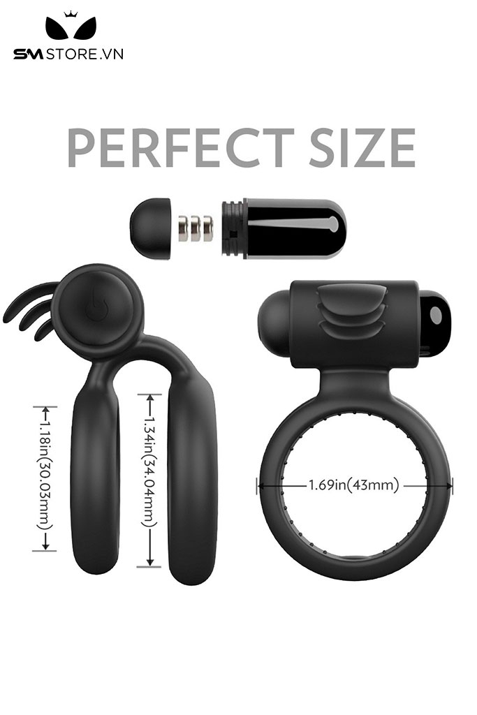 SMT5070 - Vòng rung dương vật silicon hình dáng chiếc lưỡi dài 43mm