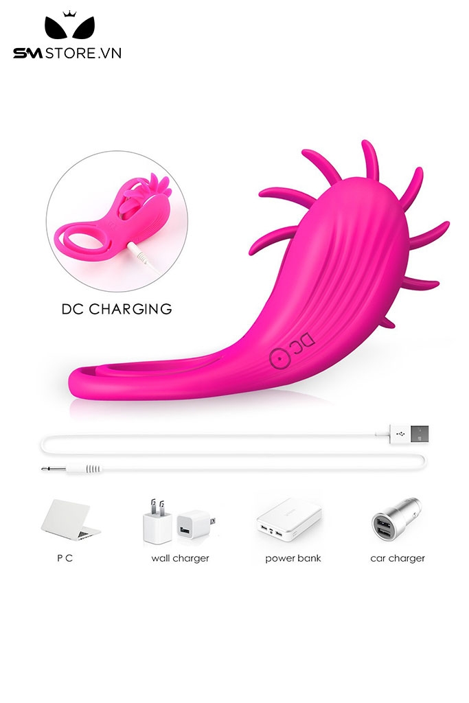SMT5075 - Vòng rung dương vật trục xoay 10 chế độ gai mịn và lưỡi liếm