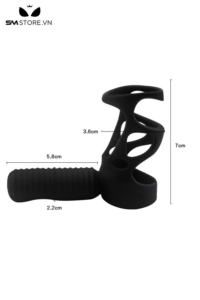 SMT5079 - Vòng đeo chim rung thiết kế dạng lưới mix butt plug dài