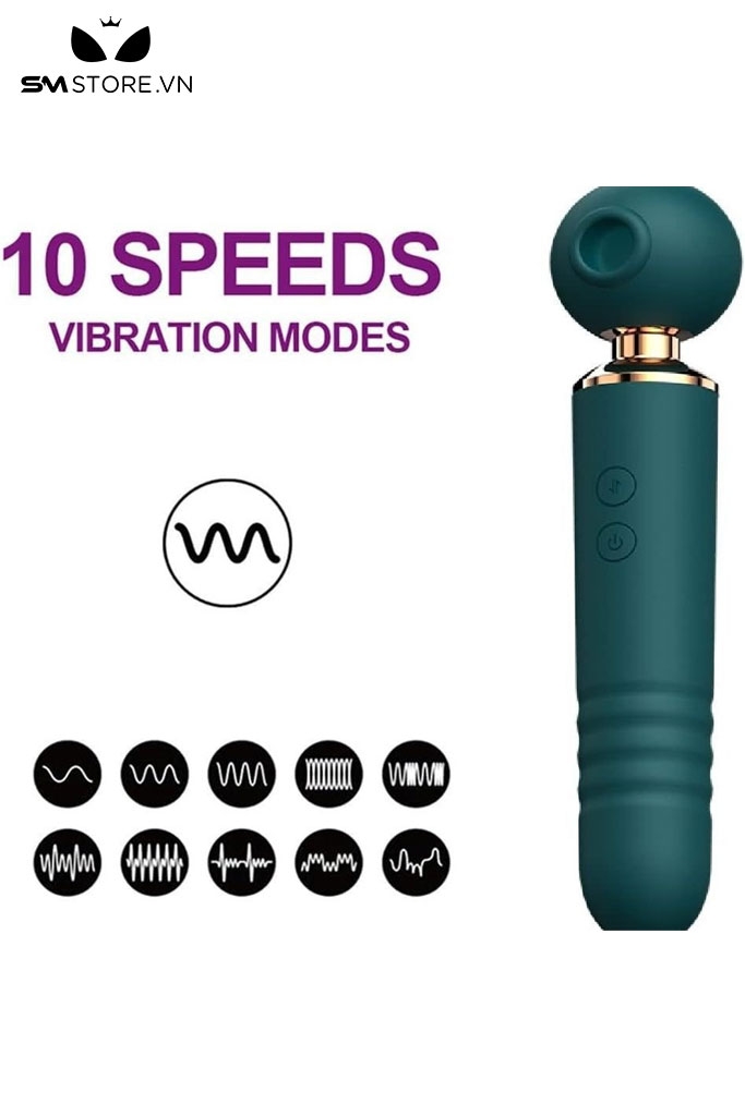 SMT5092 - Chày rung tình yêu 2 đầu có phần đầu hút có 10 tần số dài 11cm