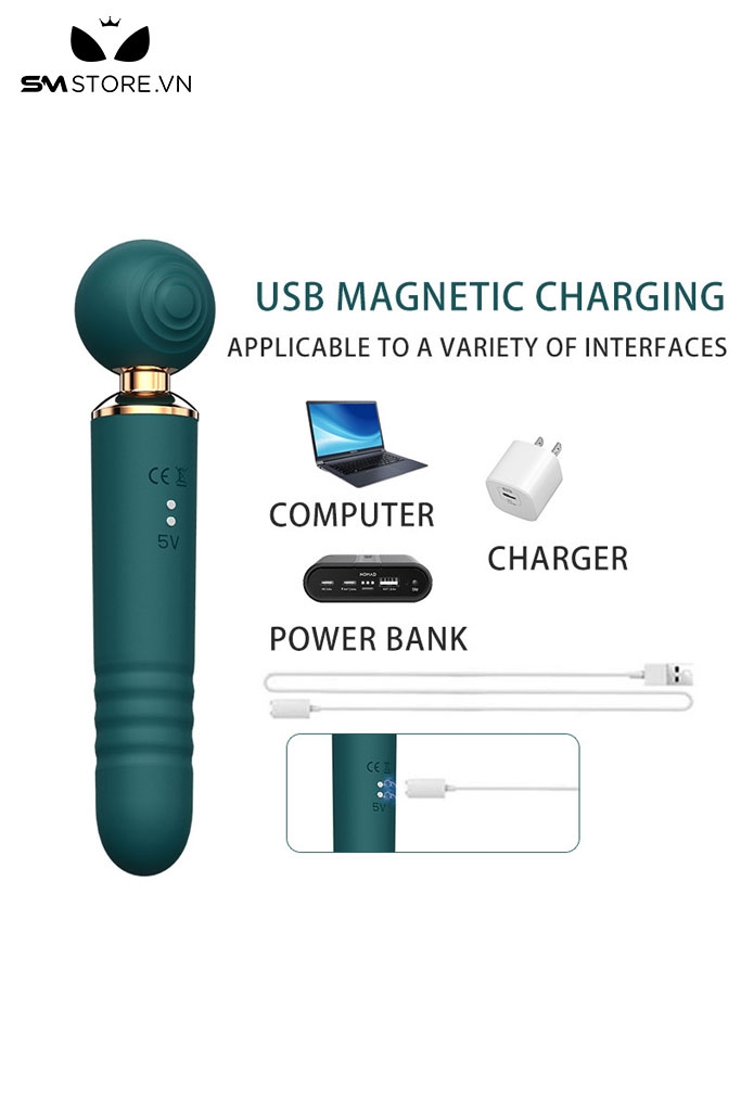 SMT5092 - Chày rung tình yêu 2 đầu có phần đầu hút có 10 tần số dài 11cm