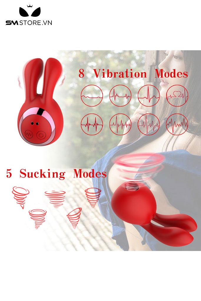 SMT5097 - Máy hút âm đạo hình tai thỏ có 10 tần số với sạc nam châm