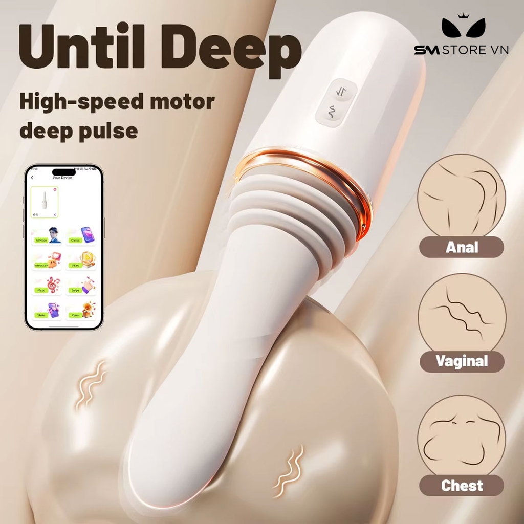 SMT5106 - Máy làm tình điều khiển qua APP dài 22.8cm có 7 chế độ