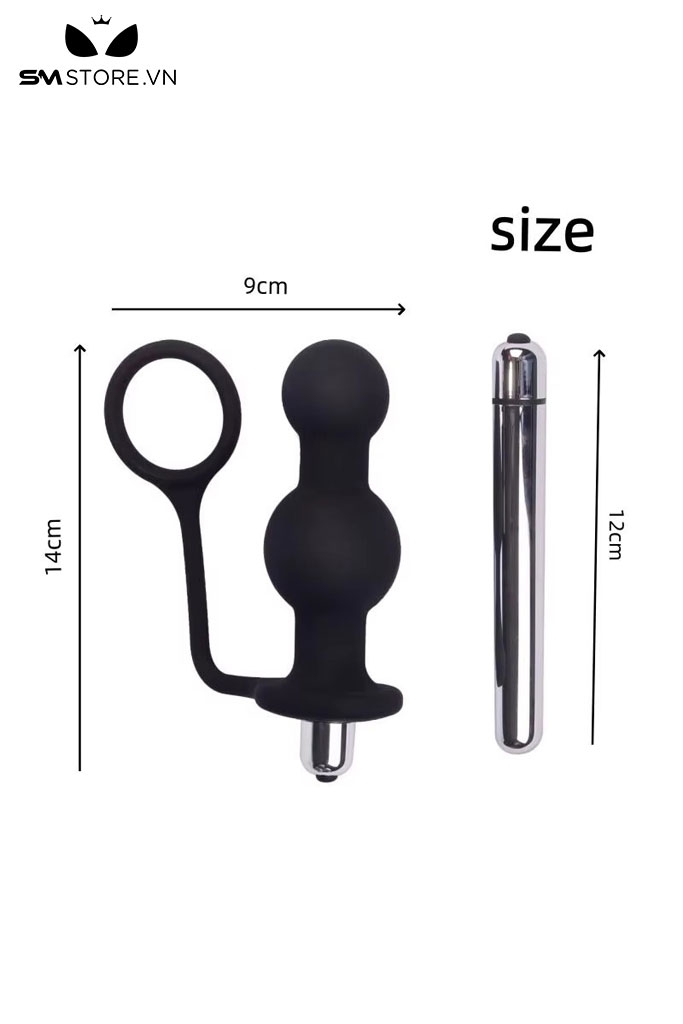 SMT5118 - Plug rung dạng chuỗi hạt mix vòng đeo dương vật dài 14cm