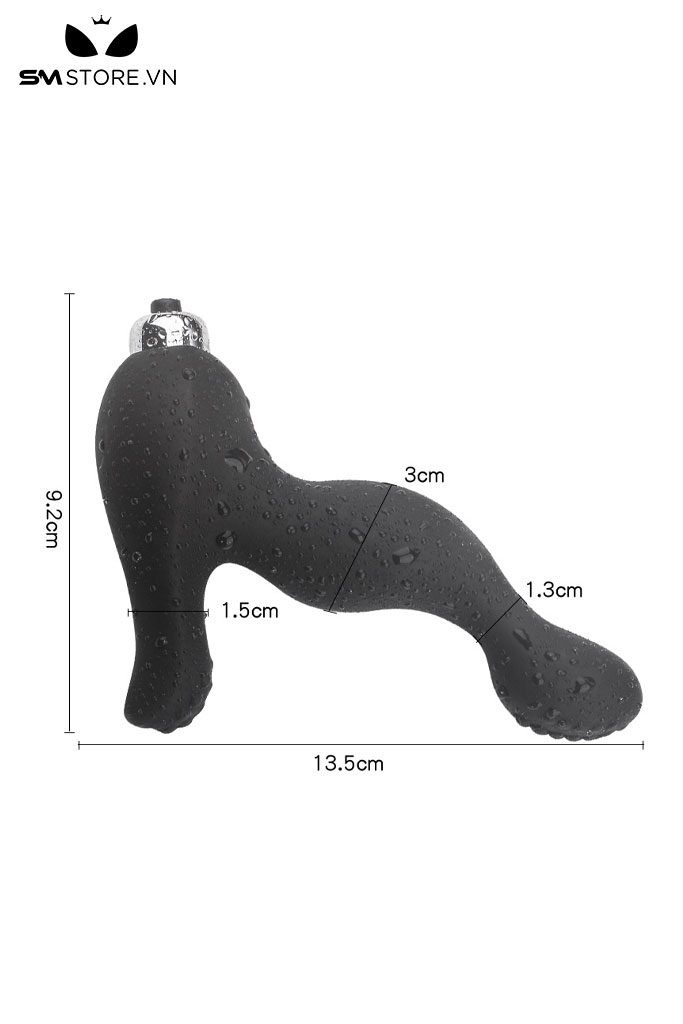 SMT5126 - Máy rung hậu môn silicon hình chữ C mix bi li ti dài 13.5cm