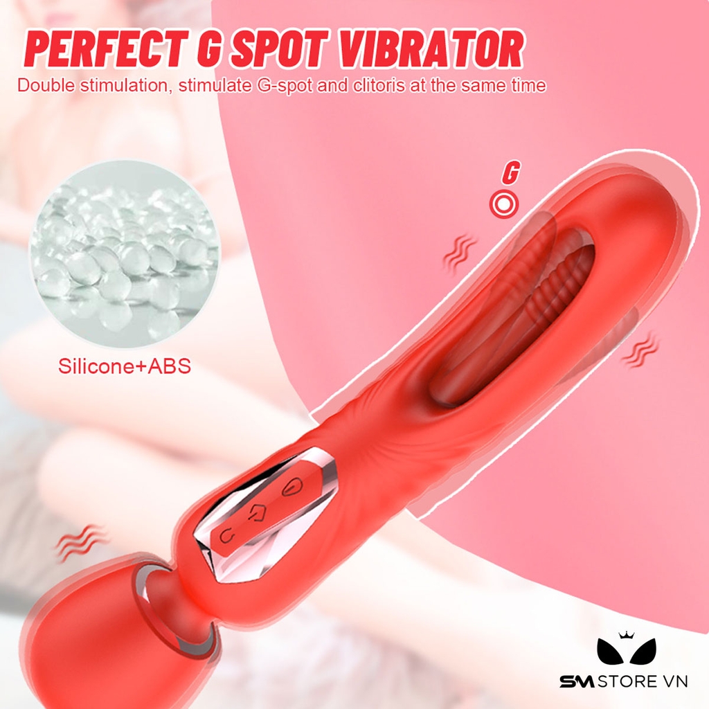 SMT5128 - Chày rung tình yêu 2 đầu mix lưỡi liếm có 10 chế độ và sạc điện