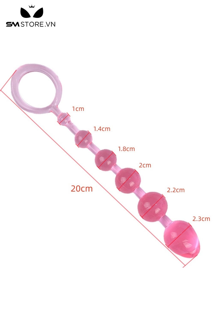 SMT5163 - Anal beads với chuỗi 6 hạt tăng dần dài 20cm có quai đeo