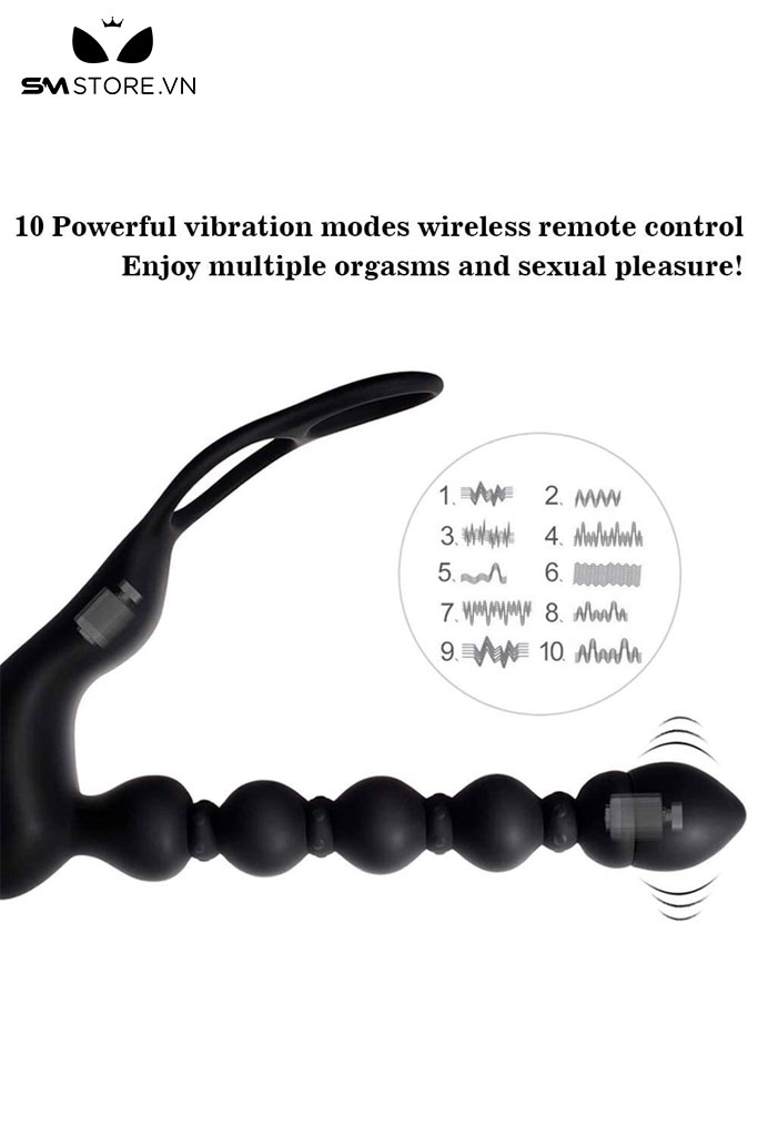 SMT5175 - Anal beads mix vòng đeo gốc dương vật điều khiển từ xa