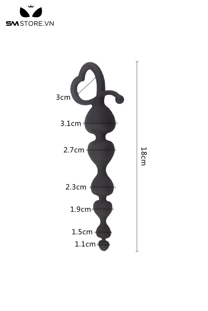 SMT5176 - Đồ chơi hậu môn anal beads với chuỗi hình trái tim dài 18cm