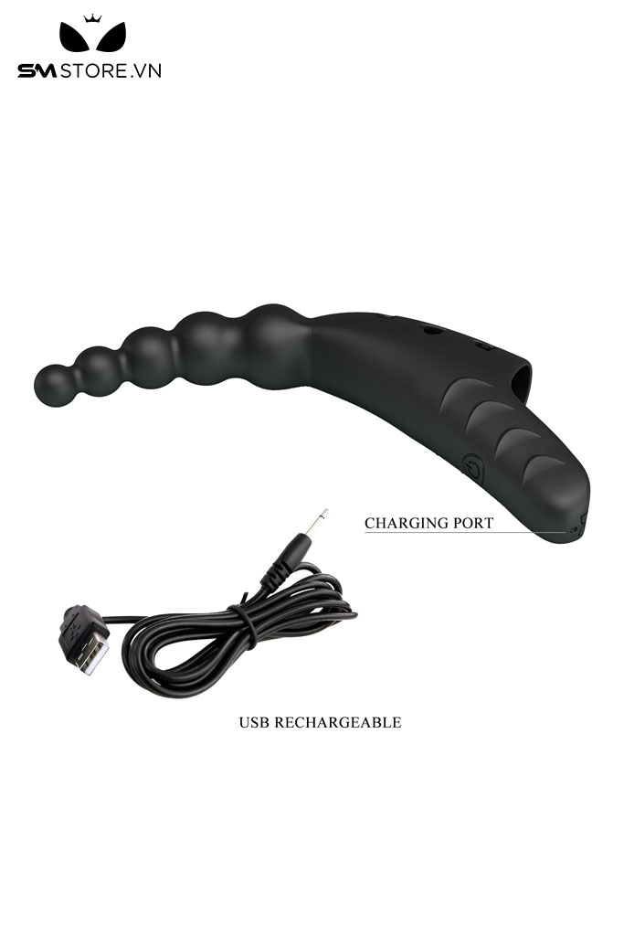 SMT5178 - Ngón tay rung mix anal beads có lỗ thoáng khí dài 122mm