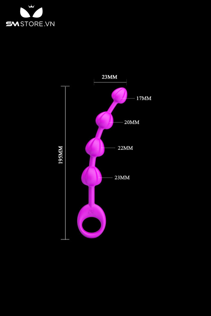 SMT5220 - Anal beads Pretty Love với chuỗi nụ hoa dài 195mm bằng silicon