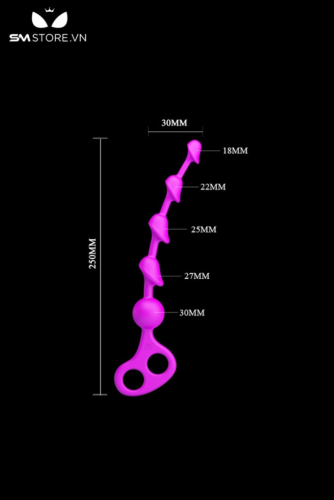 SMT5221 - Anal beads silicon  Pretty Love tay cầm có 2 vòng xỏ ngón