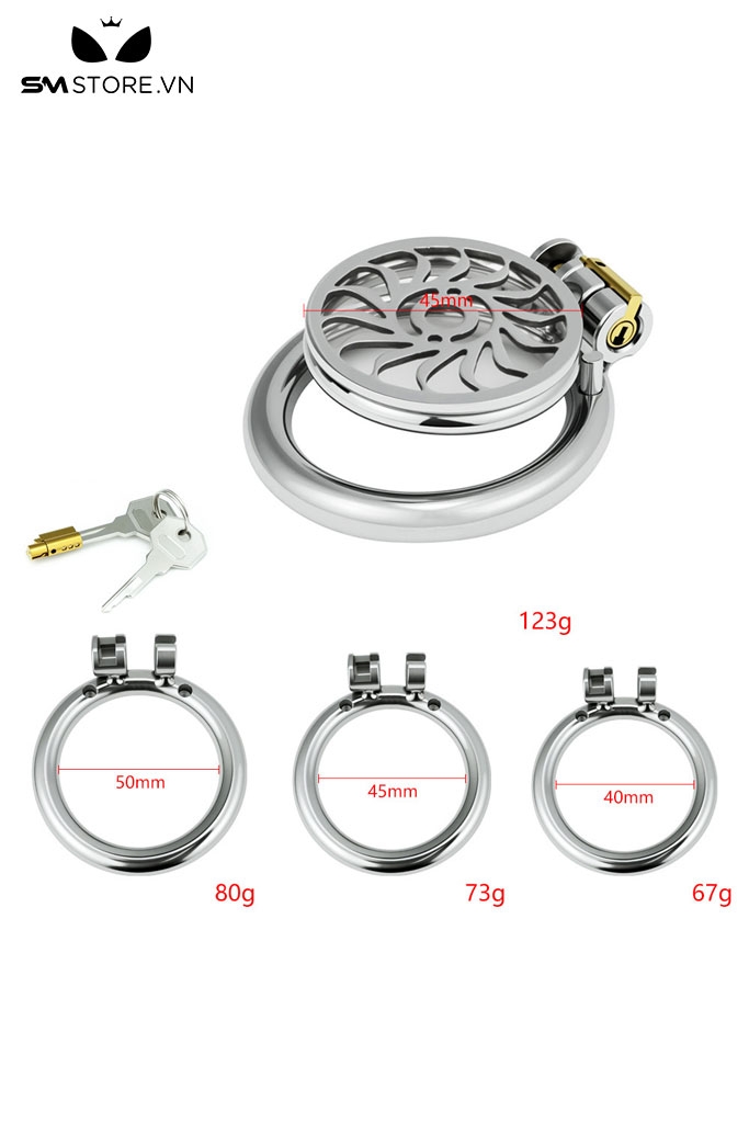 SMT5259 - Khóa dương vật mặt dẹt thiết kế hoa văn xoáy dài 45mm