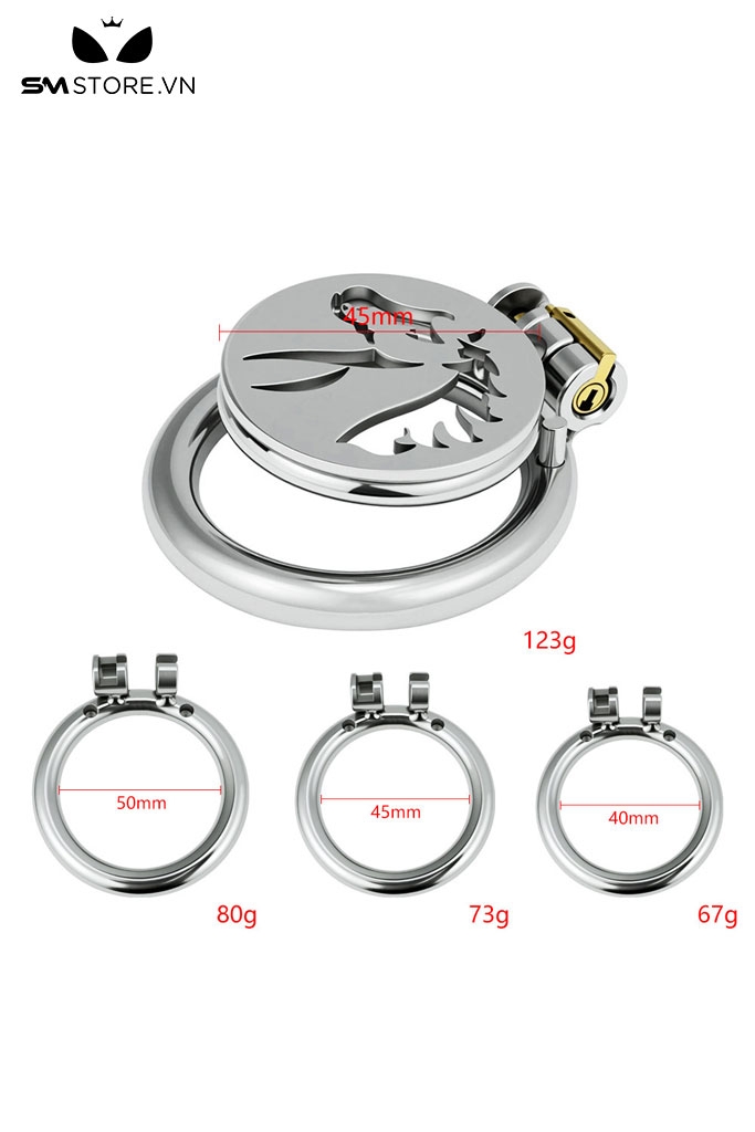 SMT5265 - Khóa dương vật mặt phẳng bằng inox không gỉ dài 45mm