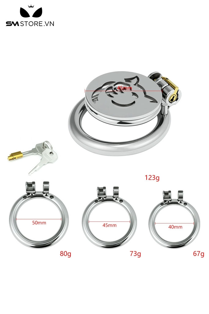 SMT5268 - Khóa dương vật mặt dẹt thiết kế hình con lợn dài 45mm