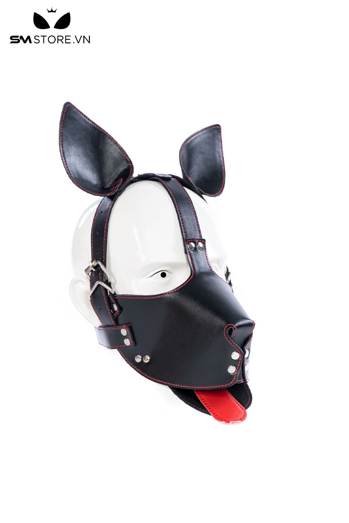 SMT5280 - Set BDSM puppy hood gồm mặt nạ đai và đệm gối bằng da PU