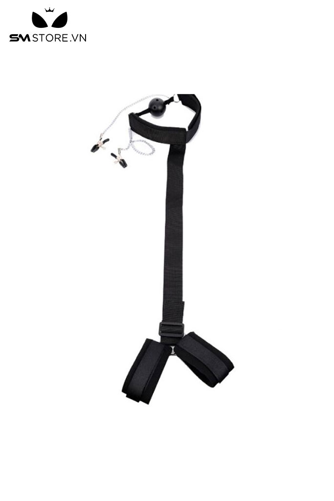 SMT634 - Kẹp núm vú & ballgag liền còng tay cố định tư thế